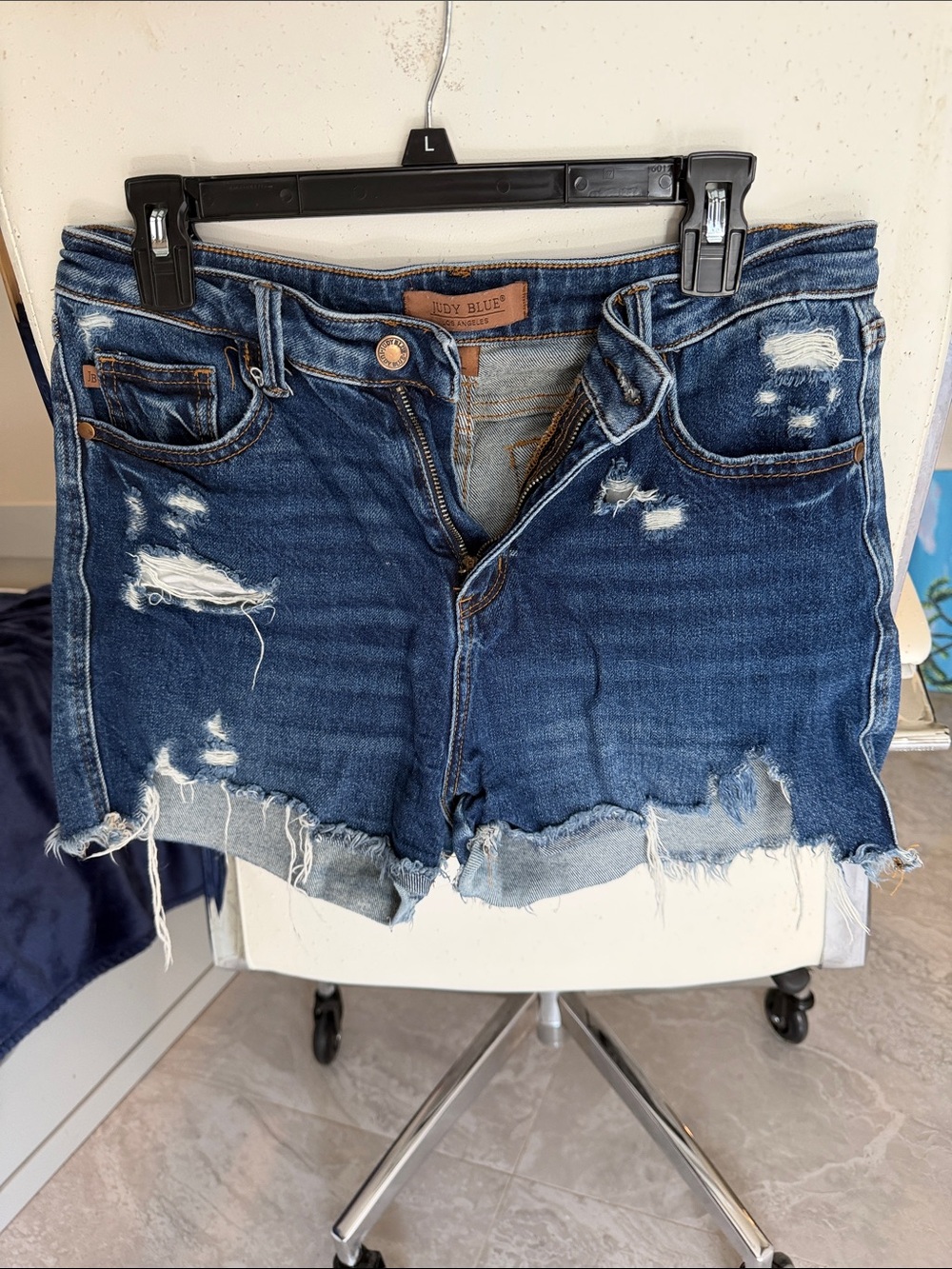 Judy Blue Distressed Dark Blue Denim Cutoff Shorts